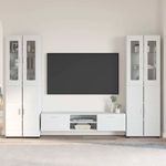 Casa si Gradina - Mobilier - Seturi de mobilier - Seturi living - Set comoda TV cu sertar cu Raft cu usa Alb lucios Lemn compozit - Infinity.ro