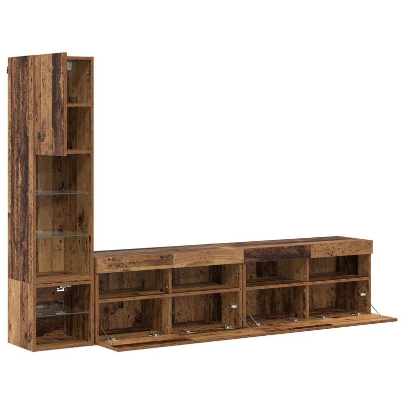 Casa si Gradina - Mobilier - Seturi de mobilier - Seturi living - Unitate TV de Perete Pe perete 4 pcs Lemn vechi Lemn compozit - Infinity.ro