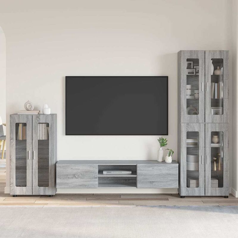 Casa si Gradina - Mobilier - Seturi de mobilier - Seturi living - Set comoda TV cu sertar cu Raft cu usa Gri Sonoma Lemn compozit - Infinity.ro