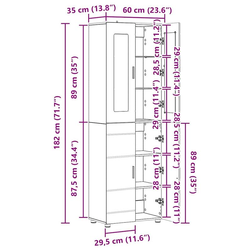 Casa si Gradina - Mobilier - Seturi de mobilier - Seturi living - Bufet cu Raft Stejar Sonoma 60 x 35 x 182 cm Lemn compozit - Infinity.ro