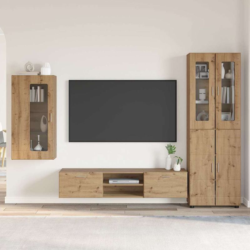 Casa si Gradina - Mobilier - Seturi de mobilier - Seturi living - Set comoda TV cu sertar cu Raft Stejar Artizanal Lemn compozit - Infinity.ro