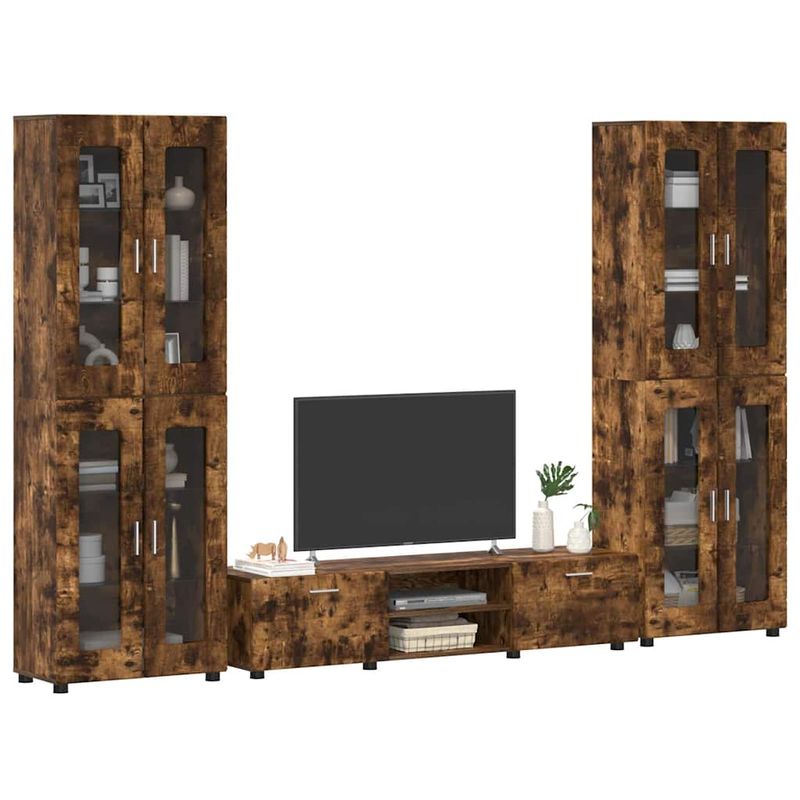 Casa si Gradina - Mobilier - Seturi de mobilier - Seturi living - Set comoda TV cu sertar cu Raft Stejar fumuriu Lemn compozit - Infinity.ro