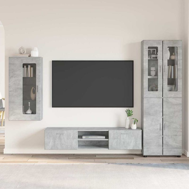 Casa si Gradina - Mobilier - Seturi de mobilier - Seturi living - Set comoda TV cu sertar cu Raft Gri din beton Lemn compozit - Infinity.ro