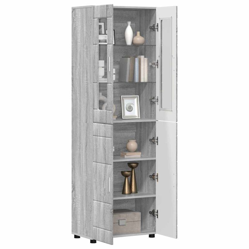 Casa si Gradina - Mobilier - Seturi de mobilier - Seturi living - Bufet cu Raft cu usa Gri Sonoma 60 x 35 x 182 cm Lemn compozit - Infinity.ro