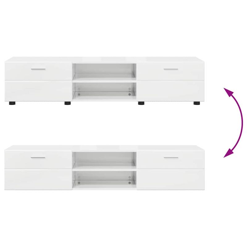 Casa si Gradina - Mobilier - Seturi de mobilier - Seturi living - Set comoda TV cu sertar cu Raft cu usa Alb lucios Lemn compozit - Infinity.ro