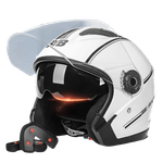 Auto si Moto - Moto - Echipamente protectie moto - Casti moto - Casca Moto/Scuter FIXATO Italia, Viziera Dubla, Protectie UV, marime universala 56-62cm, Alba - Infinity.ro