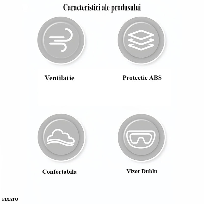 Auto si Moto - Moto - Echipamente protectie moto - Casti moto - Casca Moto/Scuter FIXATO Italia, Viziera Dubla, Protectie UV, marime universala 56-62cm, Neagra - Infinity.ro