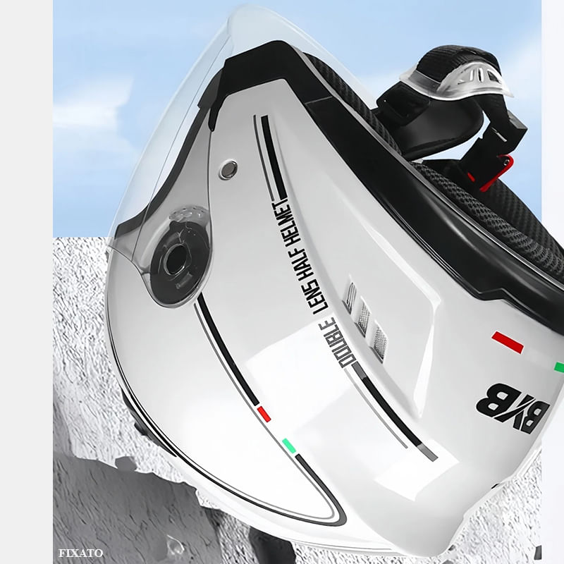 Auto si Moto - Moto - Echipamente protectie moto - Casti moto - Casca Moto/Scuter FIXATO Italia, Viziera Dubla, Protectie UV, marime universala 56-62cm, Alba - Infinity.ro