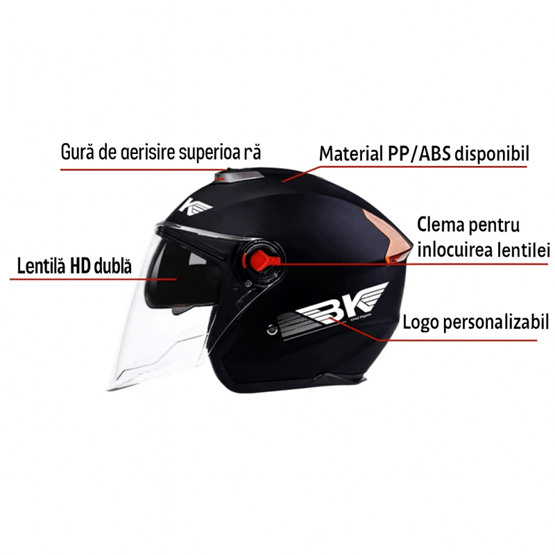 Auto si Moto - Moto - Echipamente protectie moto - Casti moto - Casca Moto/Scuter FIXATO BK, Viziera Dubla, Protectie UV, Ventilatie Superioara, marime universala 54-59cm, Albastru - Infinity.ro
