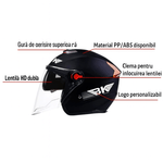 Auto si Moto - Moto - Echipamente protectie moto - Casti moto - Casca Moto/Scuter FIXATO BK, Viziera Dubla, Protectie UV, Ventilatie Superioara, marime universala 54-59cm, Roz - Infinity.ro