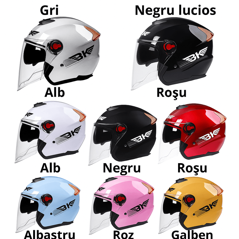 Auto si Moto - Moto - Echipamente protectie moto - Casti moto - Casca Moto/Scuter FIXATO BK, Viziera Dubla, Protectie UV, Ventilatie Superioara, marime universala 54-59cm, Roz - Infinity.ro