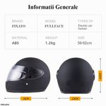 Auto si Moto - Moto - Echipamente protectie moto - Casti moto - Casca moto/scuter Full face unisex, cu viziera, marime universala 58-62cm, Negru Lucios - Infinity.ro