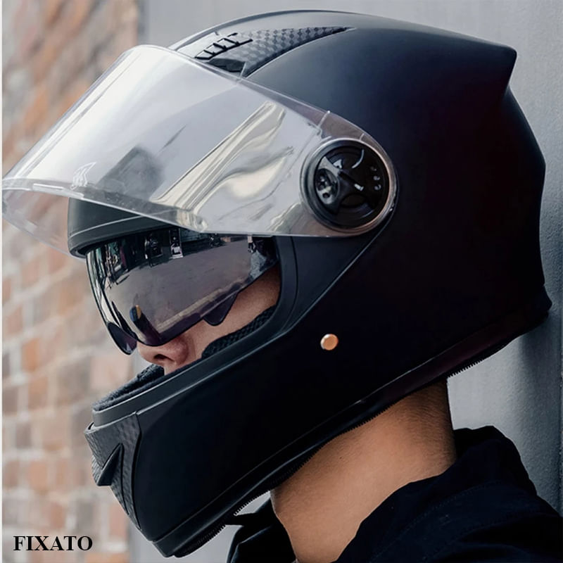 Auto si Moto - Moto - Echipamente protectie moto - Casti moto - Casca Moto/Scuter FIXATO Ultra, Protectie UV, Viziera Dubla,Esarfa de iarna detasabila, Negru lucios, Marime 54-62 cm - Infinity.ro