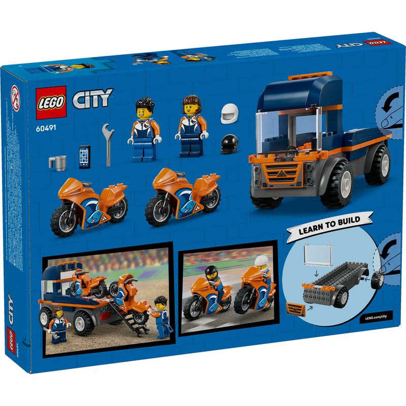 Jucarii, Copii si Bebe - Jucarii si jocuri - Seturi de constructie si cuburi - Seturi de constructie - LEGO City Transportor de Motociclete 60491 - Infinity.ro