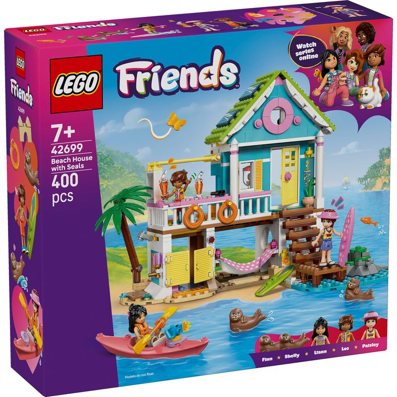 Jucarii, Copii si Bebe - Jucarii si jocuri - Seturi de constructie si cuburi - Seturi de constructie - LEGO Friends Casa pe plaja cu foci 42699 - Infinity.ro