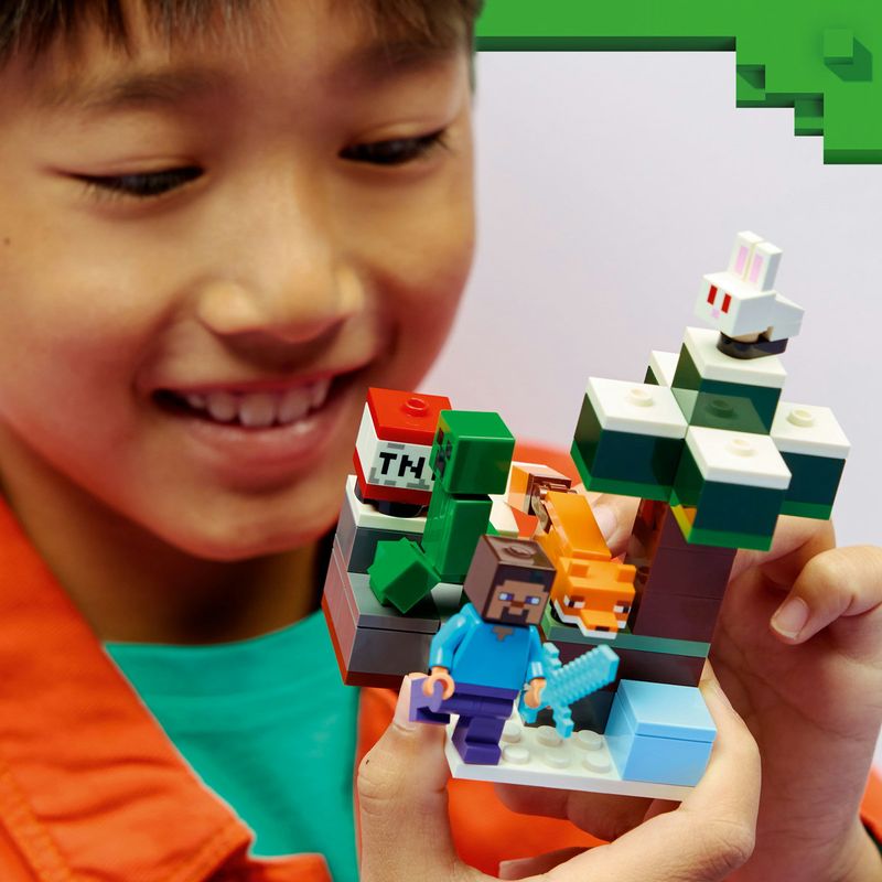 Jucarii, Copii si Bebe - Jucarii si jocuri - Seturi de constructie si cuburi - Seturi de constructie - LEGO Minecraft Aventura din Taiga a lui Steve 21583 - Infinity.ro