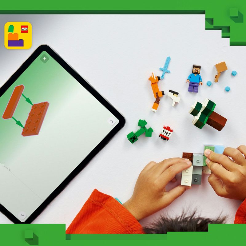Jucarii, Copii si Bebe - Jucarii si jocuri - Seturi de constructie si cuburi - Seturi de constructie - LEGO Minecraft Aventura din Taiga a lui Steve 21583 - Infinity.ro