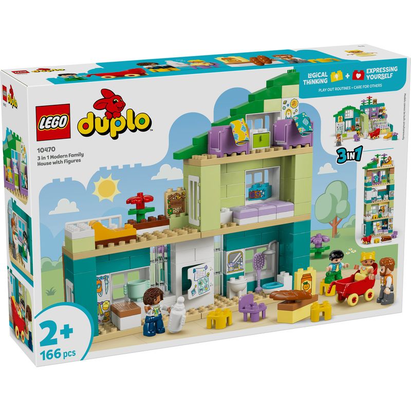 Jucarii, Copii si Bebe - Jucarii si jocuri - Seturi de constructie si cuburi - Seturi de constructie - LEGO DUPLO Casa Moderna de Familie 3 in 1 10470 - Infinity.ro