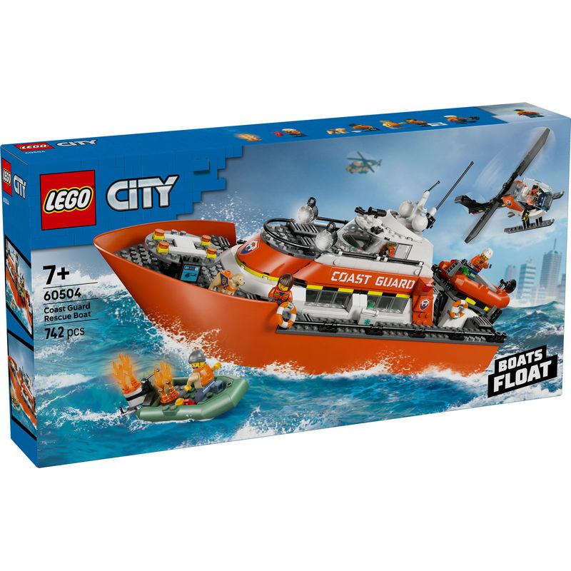 Jucarii, Copii si Bebe - Jucarii si jocuri - Seturi de constructie si cuburi - Seturi de constructie - LEGO City Barca de Salvare si Elicopterul Pazei de Coasta 60504 - Infinity.ro