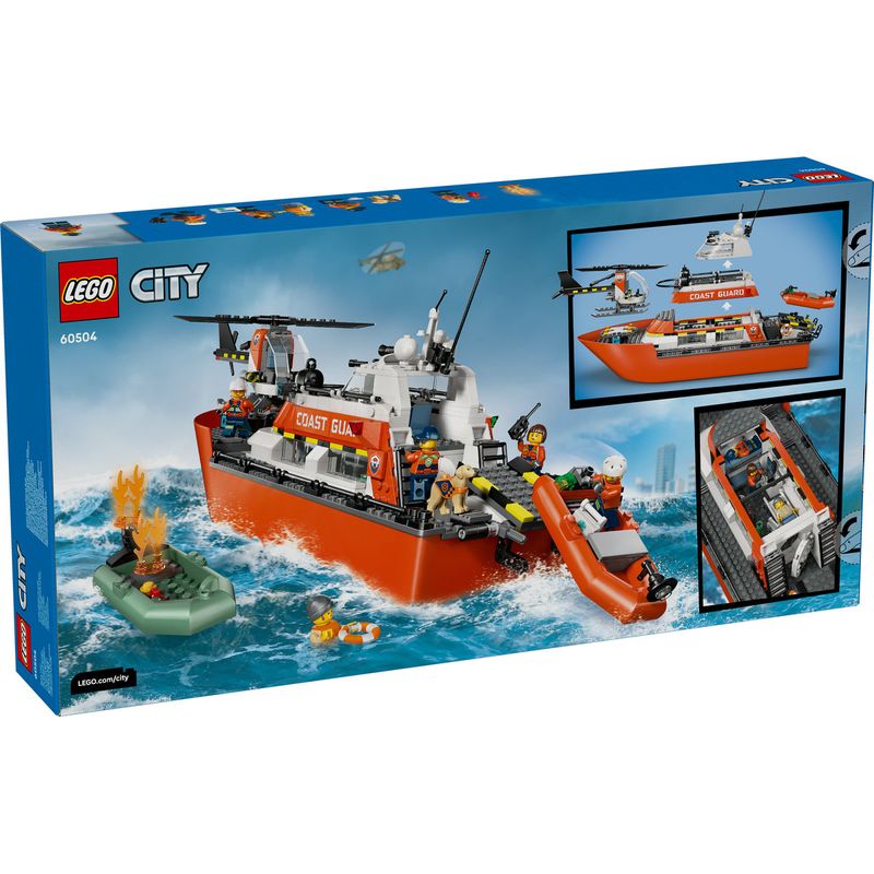 Jucarii, Copii si Bebe - Jucarii si jocuri - Seturi de constructie si cuburi - Seturi de constructie - LEGO City Barca de Salvare si Elicopterul Pazei de Coasta 60504 - Infinity.ro