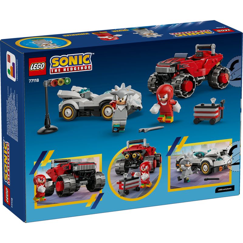Jucarii, Copii si Bebe - Jucarii si jocuri - Seturi de constructie si cuburi - Seturi de constructie - LEGO Sonic the Hedgehog Masina lui Silver vs Camionul lui Knuckles 77118 - Infinity.ro