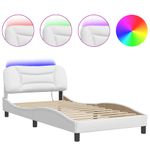Casa si Gradina - Mobilier - Paturi si accesorii - Paturi - Cadru de pat cu LED fara saltea, Hvar, alb, 100x203 cm - Infinity.ro