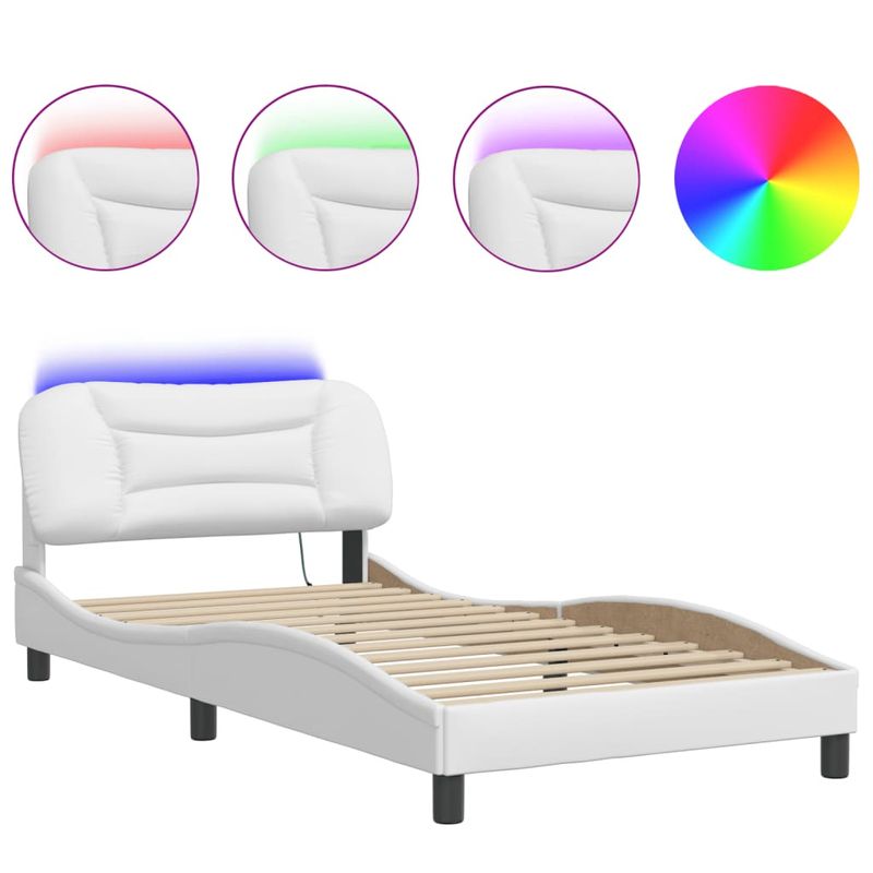 Casa si Gradina - Mobilier - Paturi si accesorii - Paturi - Cadru de pat cu LED fara saltea, Hvar, alb, 100x203 cm - Infinity.ro