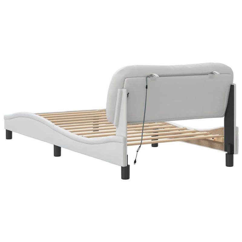 Casa si Gradina - Mobilier - Paturi si accesorii - Paturi - Cadru de pat cu LED fara saltea, Hvar, alb, 100x203 cm - Infinity.ro