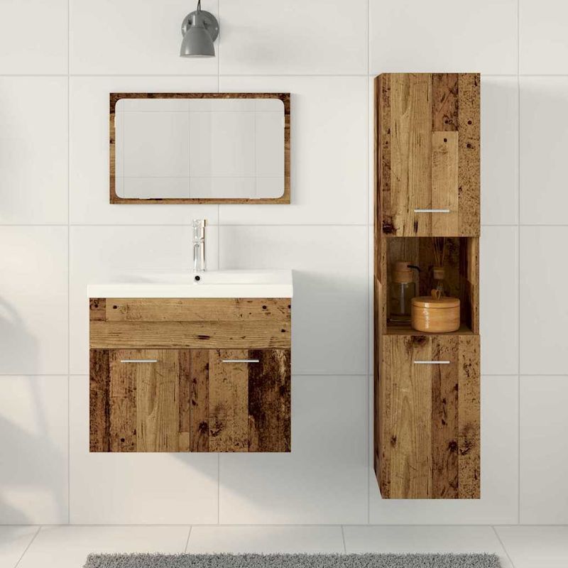 Casa si Gradina - Mobilier - Seturi de mobilier - Seturi baie - Set de mobilier pentru baie cu raft 4 pcs Maro Lemn compozit - Infinity.ro