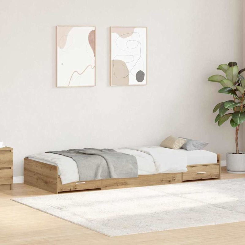 Casa si Gradina - Mobilier - Paturi si accesorii - Paturi - Cadru de pat Stejar Artizanal 70 x 190 cm Lemn compozit - Infinity.ro