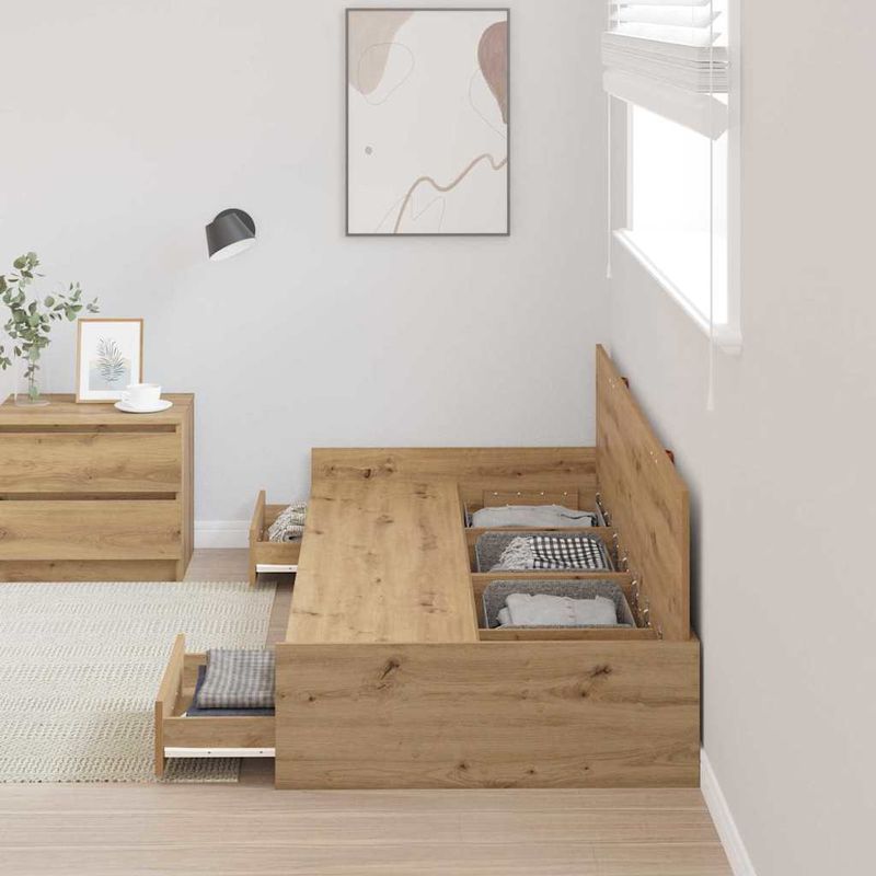 Casa si Gradina - Mobilier - Paturi si accesorii - Paturi - Cadru de pat Stejar Artizanal 70 x 190 cm Lemn compozit - Infinity.ro