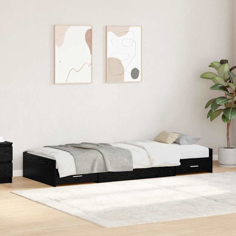 Casa si Gradina - Mobilier - Paturi si accesorii - Paturi - Cadru de pat cu sertar Stejar Negru 90 x 200 cm Lemn compozit - Infinity.ro