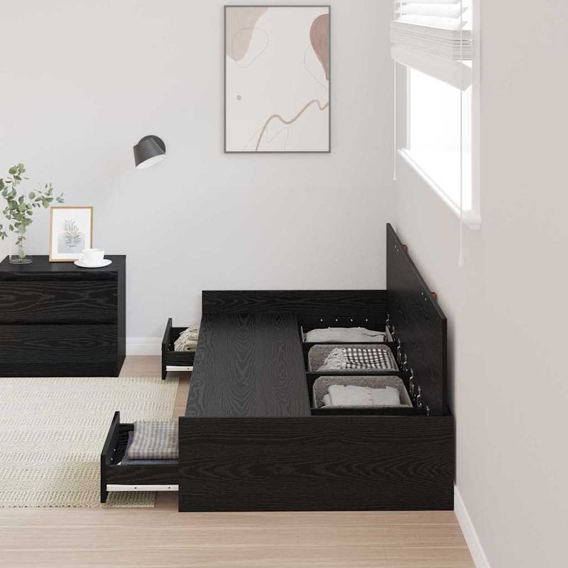 Casa si Gradina - Mobilier - Paturi si accesorii - Paturi - Cadru de pat cu sertar Stejar Negru 90 x 200 cm Lemn compozit - Infinity.ro