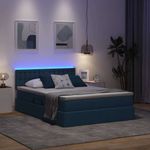Casa si Gradina - Mobilier - Paturi si accesorii - Paturi - Pat cu saltea si LED cu saltea albastru 140 x 190 cm tesatura - Infinity.ro