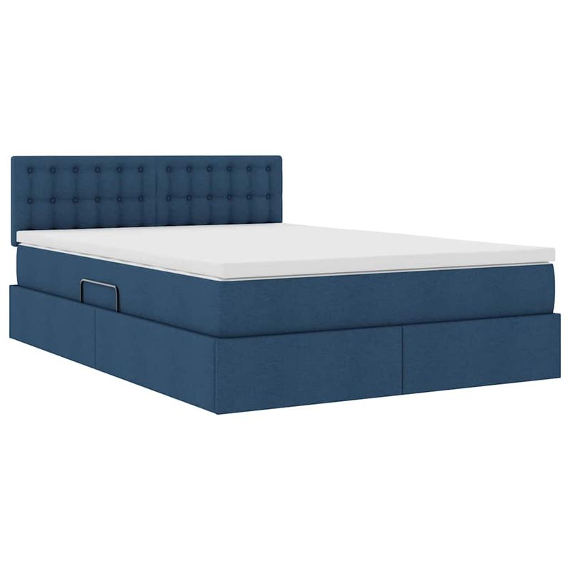 Casa si Gradina - Mobilier - Paturi si accesorii - Paturi - Pat cu saltea si LED cu saltea albastru 140 x 190 cm tesatura - Infinity.ro