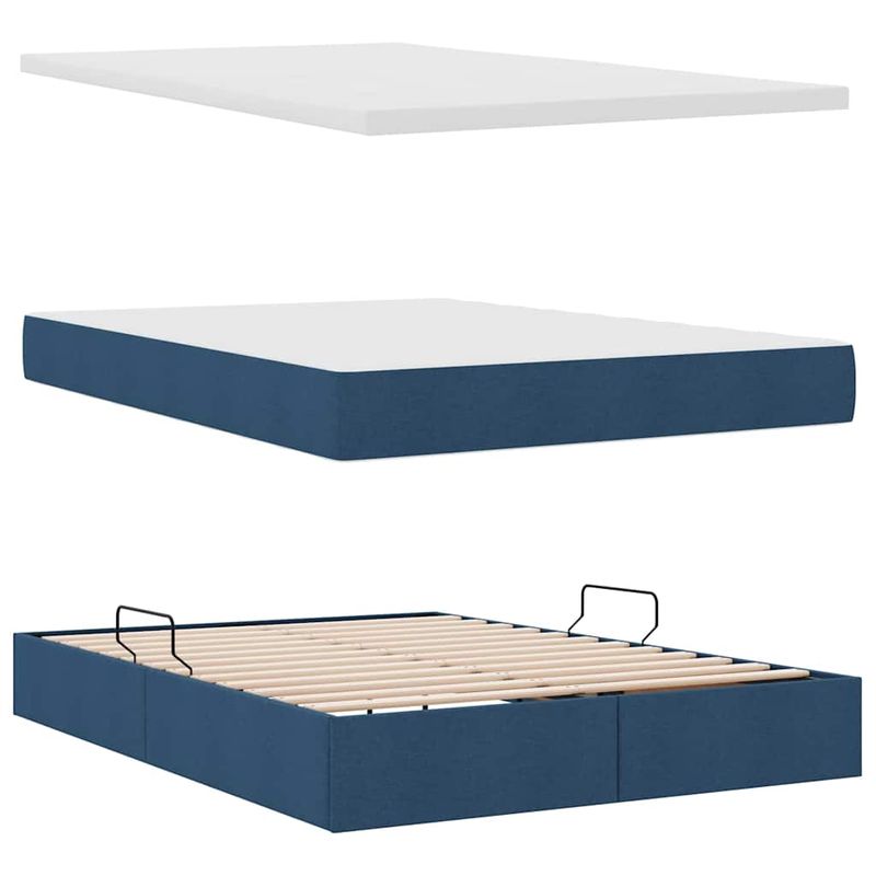 Casa si Gradina - Mobilier - Paturi si accesorii - Paturi - Pat cu saltea si LED cu saltea albastru 140 x 190 cm Poliester - Infinity.ro