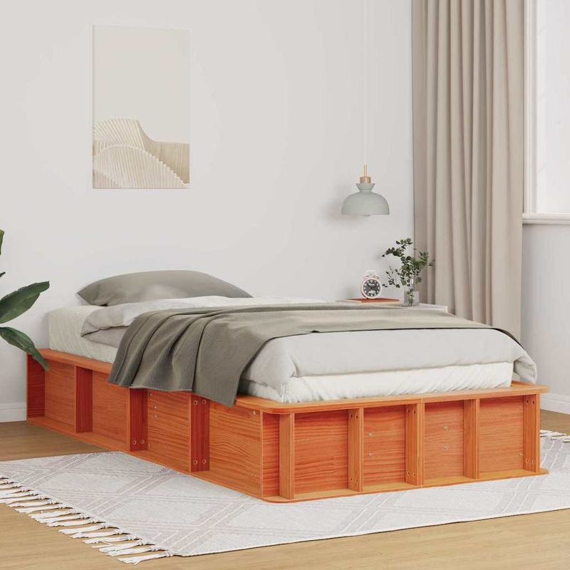 Casa si Gradina - Mobilier - Paturi si accesorii - Paturi - Cadru de pat Maroniu cerat 90 x 190 cm Lemn de pin masiv - Infinity.ro