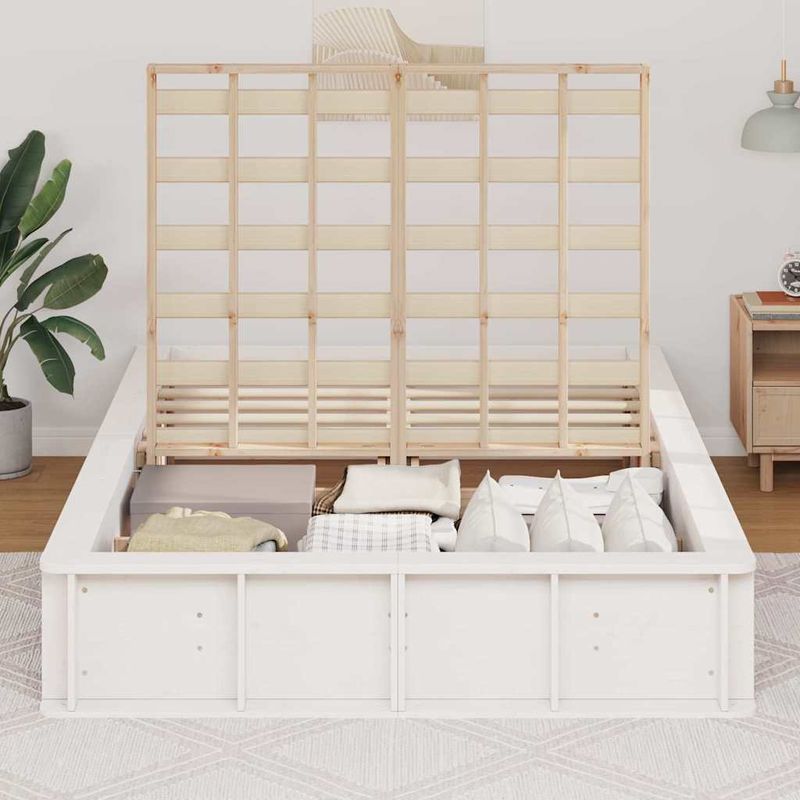 Casa si Gradina - Mobilier - Paturi si accesorii - Paturi - Cadru de pat Alb 135 x 190 cm Lemn de pin masiv - Infinity.ro