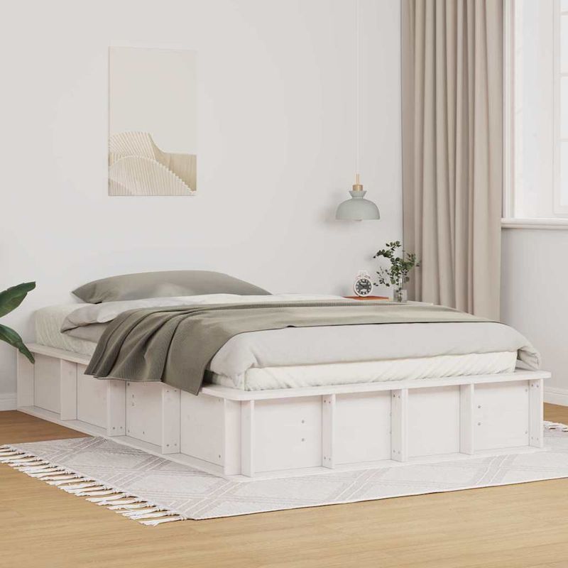 Casa si Gradina - Mobilier - Paturi si accesorii - Paturi - Cadru de pat Alb 120 x 190 cm Lemn de pin masiv - Infinity.ro