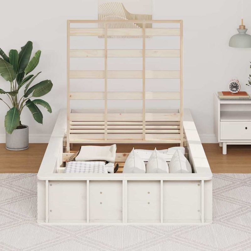 Casa si Gradina - Mobilier - Paturi si accesorii - Paturi - Cadru de pat Alb 100 x 200 cm Lemn de pin masiv - Infinity.ro