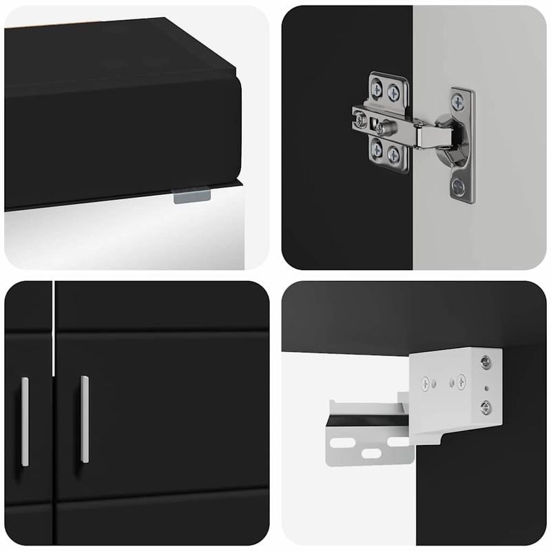 Casa si Gradina - Mobilier - Mobilier baie - Corpuri baie - Set de mobilier pentru baie cu sertar TULUM Negru Lemn compozit - Infinity.ro