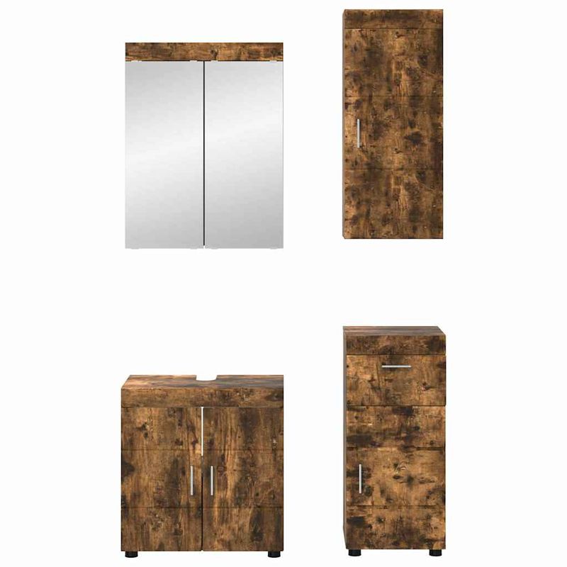 Casa si Gradina - Mobilier - Mobilier baie - Corpuri baie - Set de mobilier pentru baie TULUM Stejar fumuriu Lemn compozit - Infinity.ro