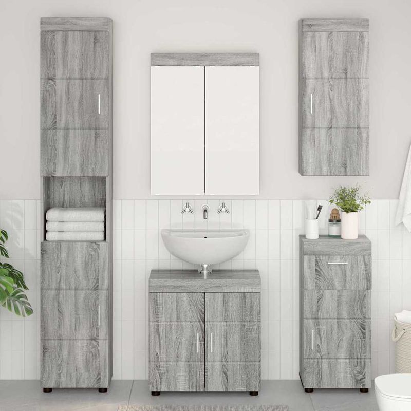 Casa si Gradina - Mobilier - Mobilier baie - Corpuri baie - Set de mobilier pentru baie TULUM Gri Sonoma Lemn compozit - Infinity.ro