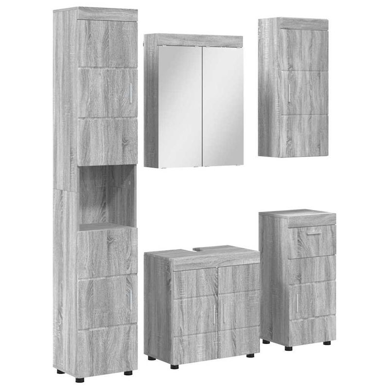 Casa si Gradina - Mobilier - Mobilier baie - Corpuri baie - Set de mobilier pentru baie TULUM Gri Sonoma Lemn compozit - Infinity.ro