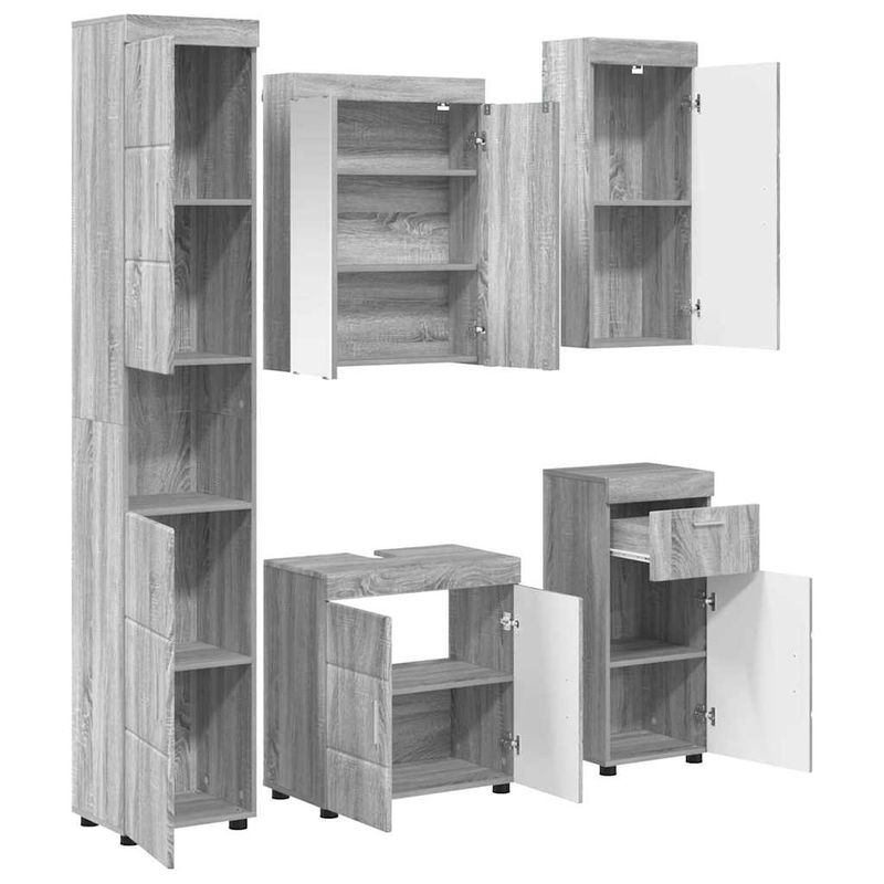 Casa si Gradina - Mobilier - Mobilier baie - Corpuri baie - Set de mobilier pentru baie TULUM Gri Sonoma Lemn compozit - Infinity.ro