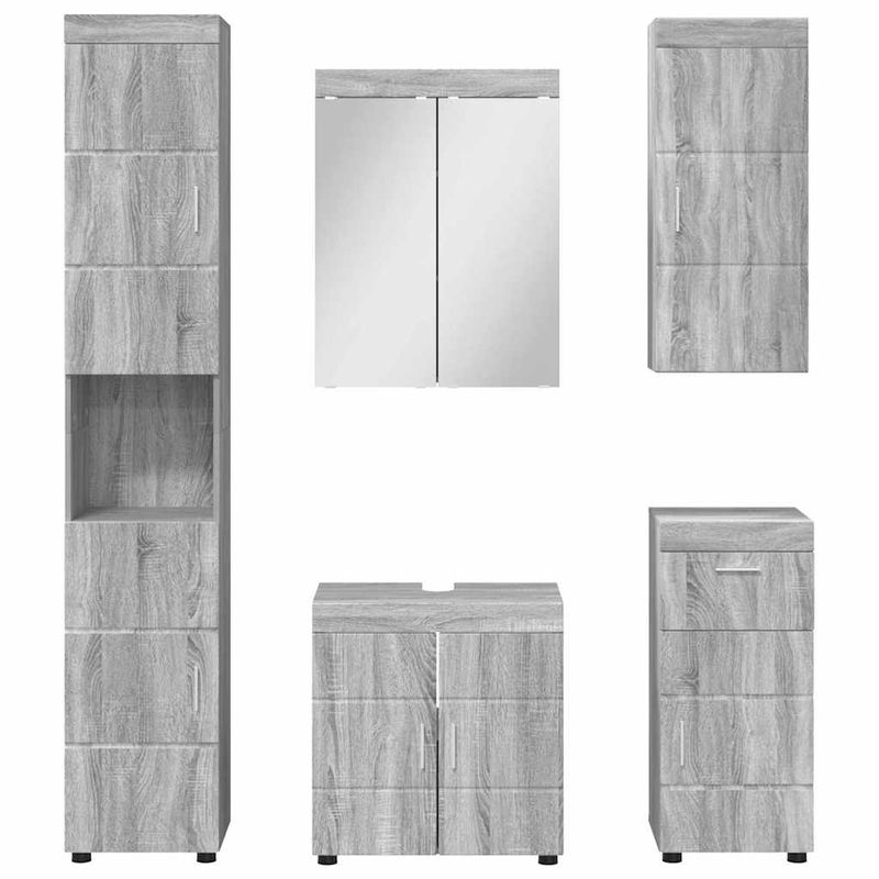 Casa si Gradina - Mobilier - Mobilier baie - Corpuri baie - Set de mobilier pentru baie TULUM Gri Sonoma Lemn compozit - Infinity.ro