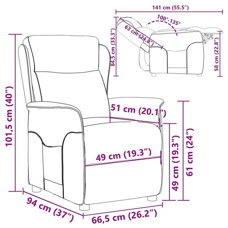 Casa si Gradina - Mobilier - Scaune si fotolii - Fotolii - Fotoliu recliner Negru 66.5 x 94 x 101.5 cm Poliester - Infinity.ro