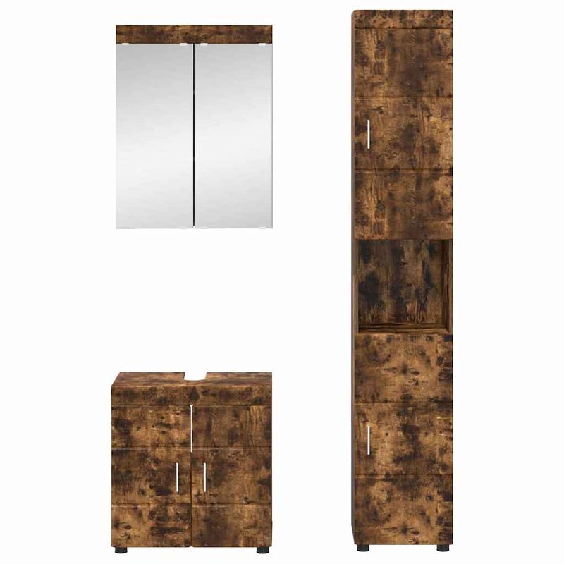 Casa si Gradina - Mobilier - Mobilier baie - Corpuri baie - Set de mobilier pentru baie TULUM Stejar fumuriu Lemn compozit - Infinity.ro