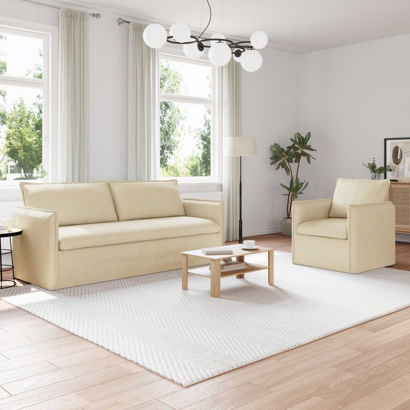 Casa si Gradina - Mobilier - Canapele si coltare - Canapele - Canapea 180cm 2 pcs Crem Metal - Infinity.ro