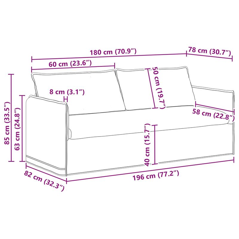 Casa si Gradina - Mobilier - Canapele si coltare - Canapele - Canapea 180cm 2 pcs Crem Metal - Infinity.ro